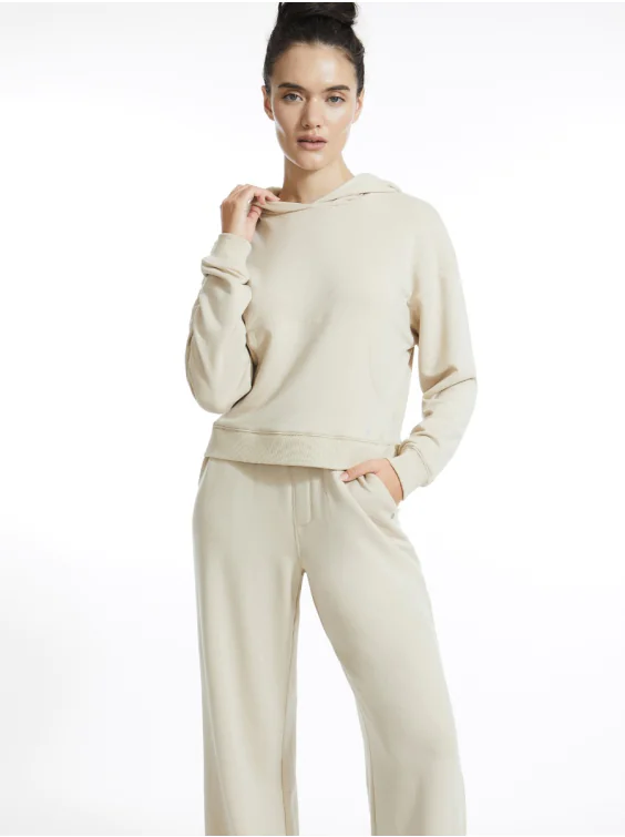 Long Sleeve Fleece Crop Pullover Hoodie | YogaWorks Apparel